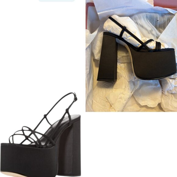 BRAND NEW IN BOX CULT GAIA MORIAH BLACK PLATFORM HEELS SANDALS 7.5/ 37.5 - Picture 3 of 4